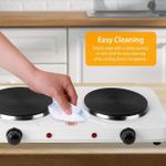 Hot Plat  2000W Portable Electric Hot Plate 2 Burner - White - image 3