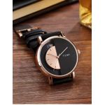 Tomi Mens Leather Watch- Black/Rose