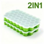 Generic 2PCS 37 Grid Honeycomb Silicone Ice Cube Tray with Lid, Easy Release Ice Making Mold-Green - image 2