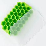 Generic 2PCS 37 Grid Honeycomb Silicone Ice Cube Tray with Lid, Easy Release Ice Making Mold-Green - image 6