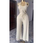 Women’s Sleeveless Lounge Wear Set- Cream