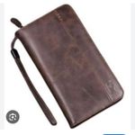AD Classic leather Long Wallet Pouch for Men - Brown
