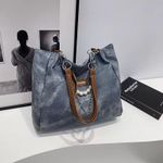 product_image_name-Generic-Fashionable PU Leather Jeans-Style Tote bag- Blue-3
