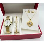 Curren Luxury Gold-Plated Jewelry Gift Set – Watch, Bracelet, Necklace & Earrings (4-in-1)