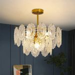 ESCLIGHTING LED Pendant Crystal Ceiling Chandeliers - Gold