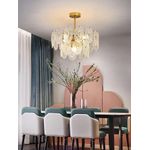ESCLIGHTING LED Pendant Crystal Ceiling Chandeliers - Gold - image 3