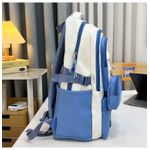 Fashion Trendy Color-Block Nylon Backpack for Students & Commuters - 2-in-1 Set with Mini Bag - Lightweight & Water-Resistant - Blue - image 4