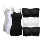 White Label Ladies Camisole Vest Set + Seamless Strapless Top/Bra - Multicolour