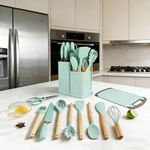 product_image_name-Generic-19-Piece Premium Silicone Non-Stick Cooking Utensils Set with Knife Block & Cutting Board - Heat Resistant - Lime Green-4