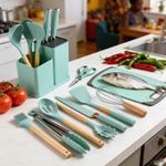 product_image_name-Generic-19-Piece Premium Silicone Non-Stick Cooking Utensils Set with Knife Block & Cutting Board - Heat Resistant - Lime Green-5