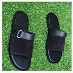 product_image_name-Fashion-High Quality Suede Leather Slippers For Men - Black/ Gray-2