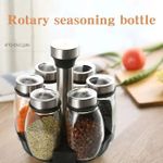 Generic 7pcs Spice Jar Set Rack Glass Organizer Rotating Kitchen SeasoningStorage Holder - image 3
