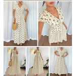 product_image_name-Fashion For Life-Women’s Floral Dress V-Neck Cinched Waist With Lantern Sleeve Stylish Print - Versatile Party Outfit (Multicolor)-4