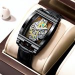 BINBOND Tourbillon Square Skeleton Mechanical Stainless Steel Watch -Black - image 3