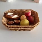NIKIHONG Brown Fruit Baskets Wicker Bread Basket, Woven Tabletop Food Fruit Vegetables Serving, Restaurant Serving Basket,Shape (Rectangular small size) - image 2