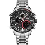 product_image_name-Naviforce- Premium New And in Box Men's Watch with Stainless Steel, Featuring Dual Display, Sporty Chronograph, Quartz Movement, Date Function, LED Light, And Luminous Elements for a Luxurious Look, Silver, Black. -2