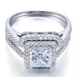 White Label 2 Set Sterling Silver Wedding & Engagement Ring - Silver - image 2