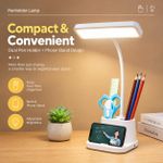 Generic Multifunctional LED Desk Lamp with Pen Holder & Phone Stand - Charger head & USB cable