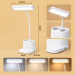 Generic Multifunctional LED Desk Lamp with Pen Holder & Phone Stand - Charger head & USB cable - image 5