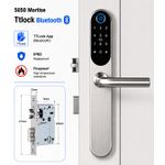 Generic Smart Fingerprint Door Lock – App, PIN, RFID Card & Key Access – Premium Mortise Lock – Silver - image 5