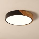 Generic Creative round wooden ceiling light, black - 30cm in diameter - tri-color dimming - image 3