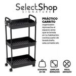 3-Tier Multipurpose Storage Organizer Auxiliary Cart - Black