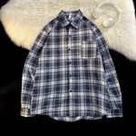 product_image_name-Dou-color-Men's casual trend checkered long sleeved shirt - blue-1