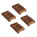 Generic 4Pcs Bamboo Soap Dish with Drainage – Eco-Friendly & Lightweight for Bathroom Kitchen - image 2