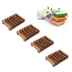 Generic 4Pcs Bamboo Soap Dish with Drainage – Eco-Friendly & Lightweight for Bathroom Kitchen - image 3