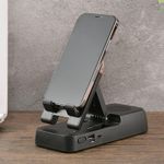 product_image_name-Generic-Mobile phone holder with wireless Bluetooth speaker, foldable and adjustable, sturdy and stable - black-2