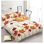 Spice Bedsheets Queen size bedsheet-4 pieces- Cream and Orange 