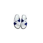 Leather slippers - White & Blue