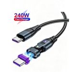 Generic 240W Type C Magnetic-Attach fast Charging Cable, Nylon woven, 180 °Rotation  Phone data cable, 1M, black