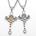 product_image_name-Fashion-Unisex Gold ST. Benedict Protection Cross Necklace – Faith & Strength Pendant-2