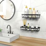 TIMBUTUS 2 Layer Bathroom Shelves,Wall Mounted Storage Rack Rustproof - image 4