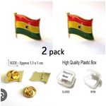 AD 2pcs Ghana Flag Lapel Pin - Multicolour