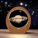 Generic 3D Saturn Crystal LED Night Light - Bedroom Decor & Perfect Gift