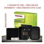Generic Toshiba 1TB External Hard Drive + 128GB Pendrive + Protective Case – USB 3.0, Portable Backup Storage for PC & Laptop