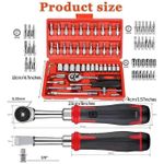 Generic 46-piece ratchet socket wrench tool set, auto repair socket set, household auto repair multi-function disassembly tool (red box) - image 3