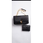Classic Chevron Quilted Black Handbag & 