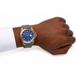 Luxury Men’s Rose Gold Blue Dial Watch with Grey Silicone Strap