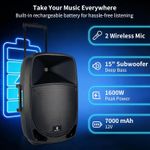 PRORECK Freedom 15 | 15" Rechargeable 800W Portable Powered DJ PA System With 2 Wireless Mics and Bluetooth/USB/SD/FM Radio/Remote - image 2