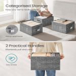 LASA Set of 3 Foldable Storage Bins with Handles - Grey - image 4