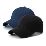 Adjustable Baseball Cap - 2 Pcs - Black/Dark Blue