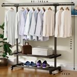 Clothes Hanger With 2 Tier shoe Rack- Black