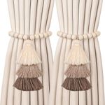 Generic Curtain Tiebacks, 2 Pack Magnetic Curtain Holdbacks, Boho Tassel Curtain Tiebacks
