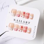 New Feeling Cute Nude Red Plaid Press-On Nails