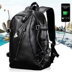 Generic Waterproof Leather Backpack Men Travel Hiking Laptop School Bag - image 4
