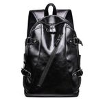 Generic Waterproof Leather Backpack Men Travel Hiking Laptop School Bag - image 5