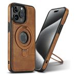 product_image_name-Generic-Iphone 12 / Iphone 12 Pro High Quality leather Case, Magsafe, Wireless charging supporting with Stand Ring - Brown-1